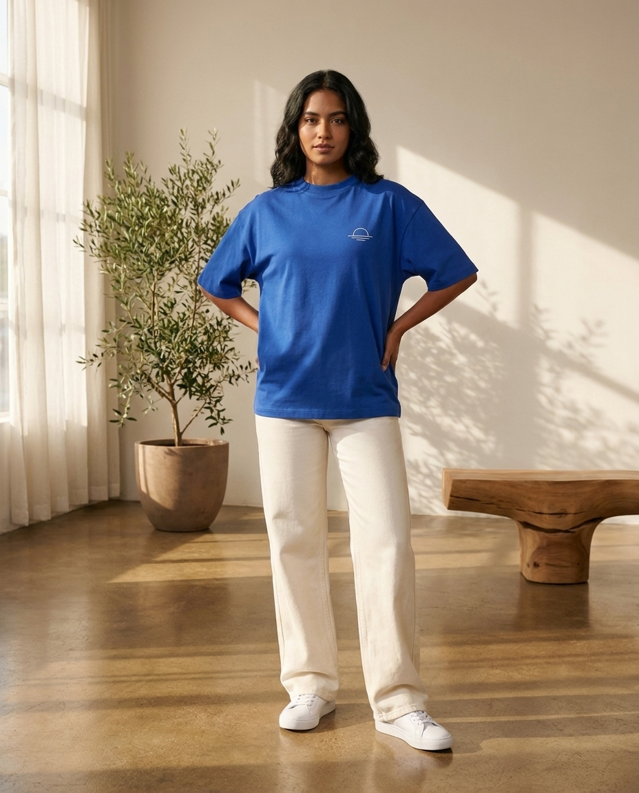 Modelo con la remera Cumbre en luz natural