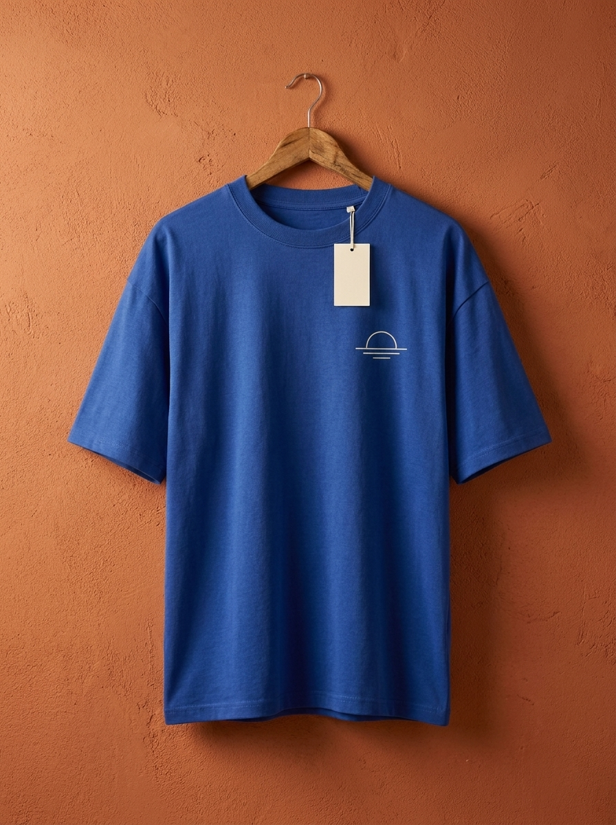 Remera Cumbre en percha sobre pared terracota